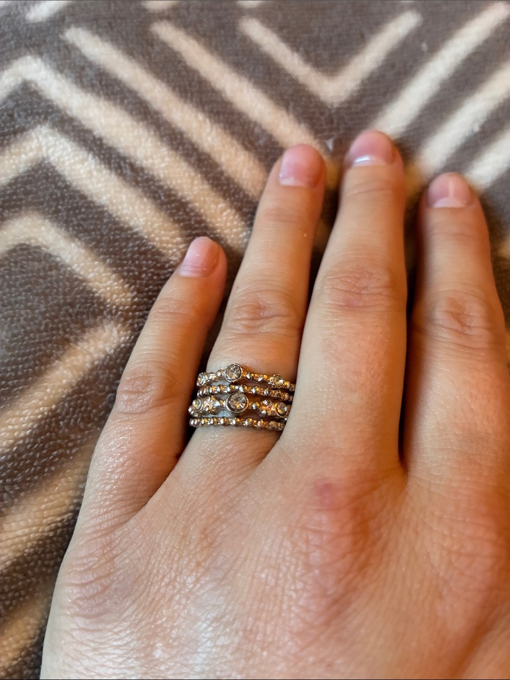 Stackable Crystal Ring Set in Silver